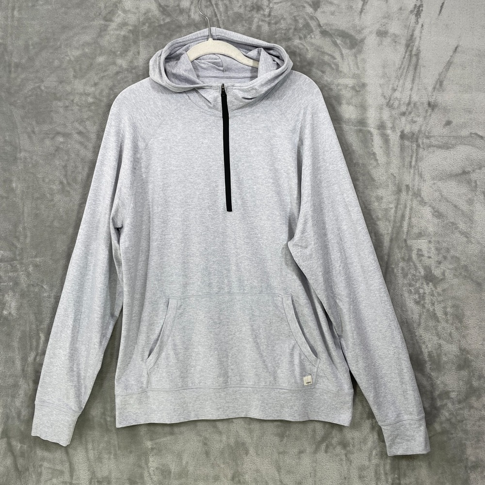 Vuori Men's Ponto Performance Half Zip Pullover Hoodie Light Gray Size L/XL?